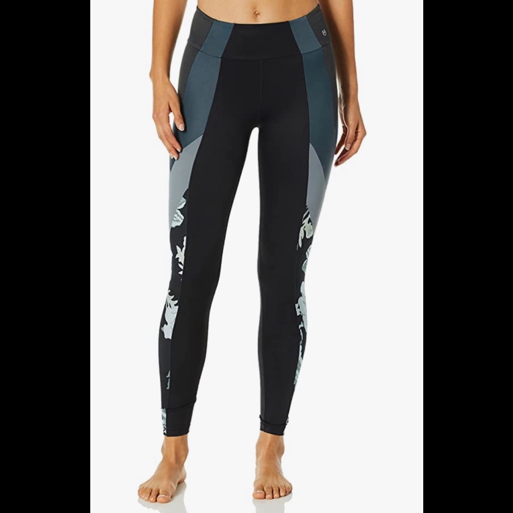 Maaji Fling Leggings Black Floral Side Panel